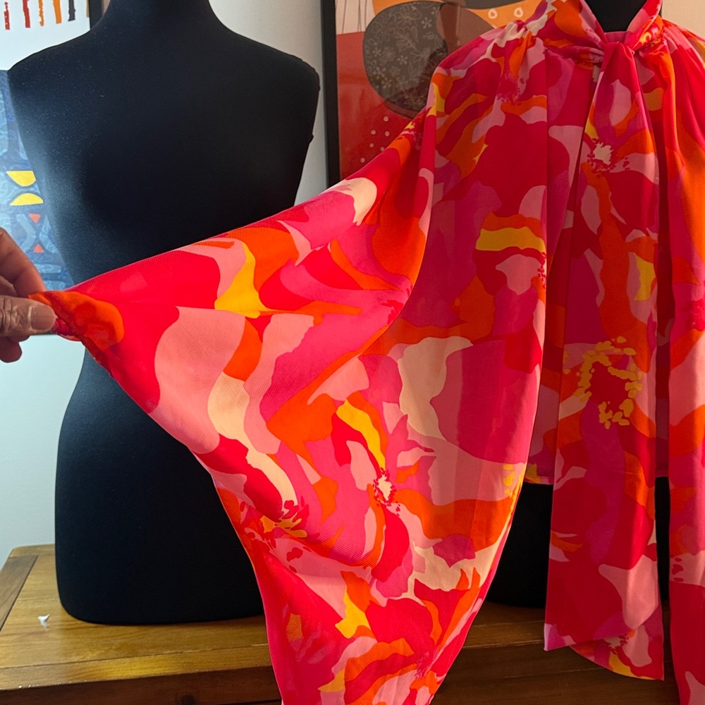 Vibrant Pink, Yellow, and Orange Blouse - Picture 4 of 7